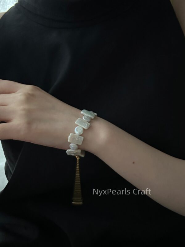 Baroque Pearl Bracelet – Geometric Design - 图片 13