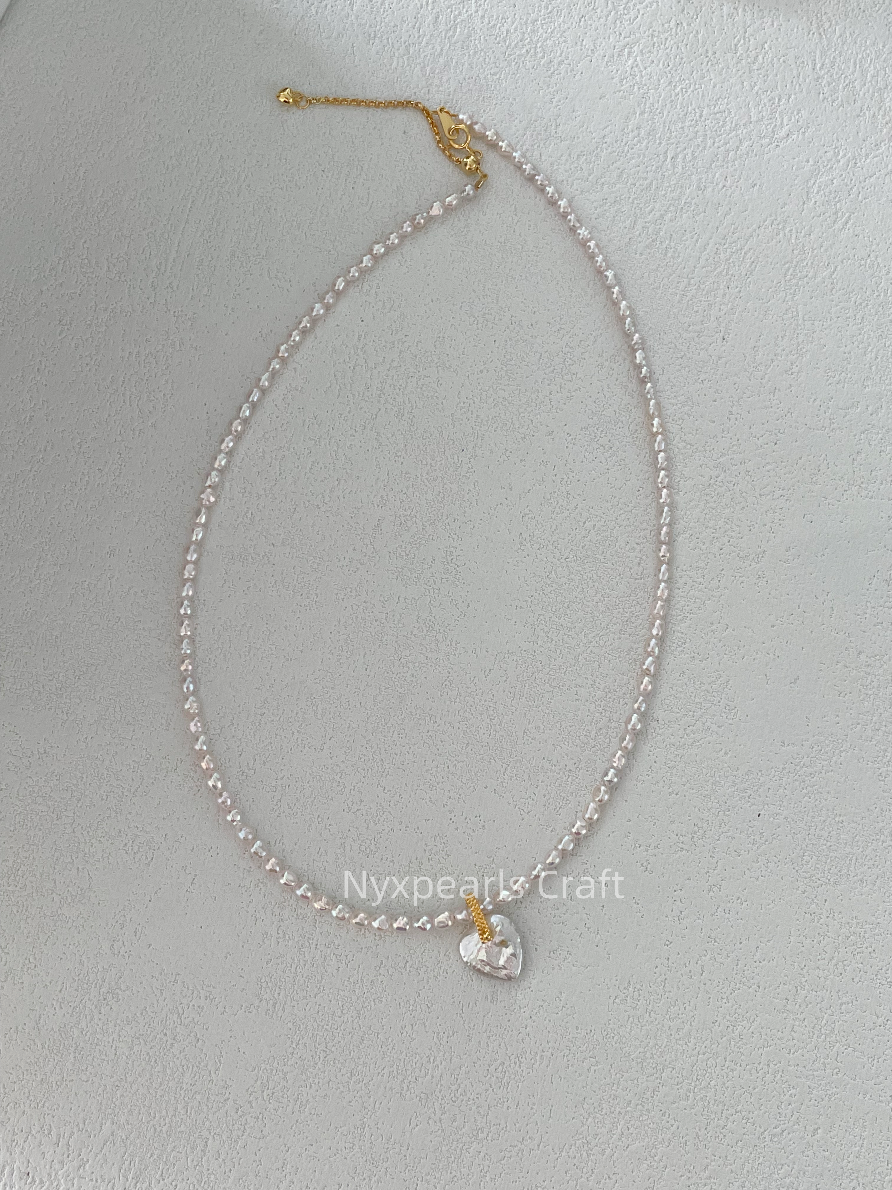 Fairy Pink Heart Pearl Necklace - 图片 9