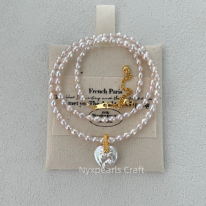 Fairy Pink Heart Pearl Necklace