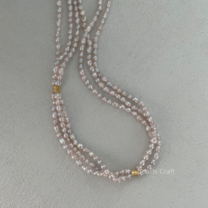 Three-Layer Fairy Pink Pearl Necklace