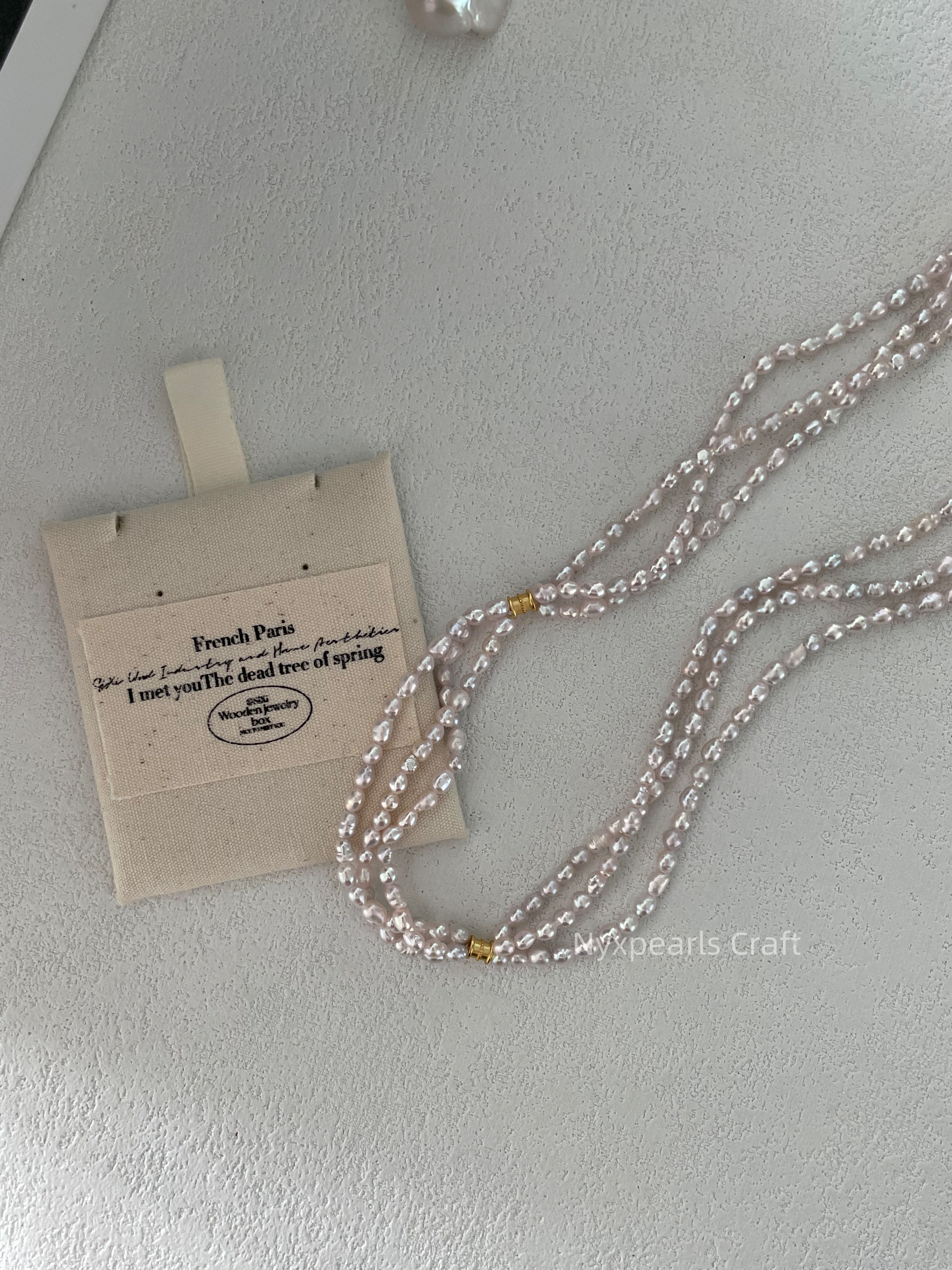 Three-Layer Fairy Pink Pearl Necklace - 图片 2