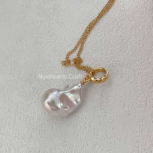 Golden Large Baroque Universal Clasp Necklace