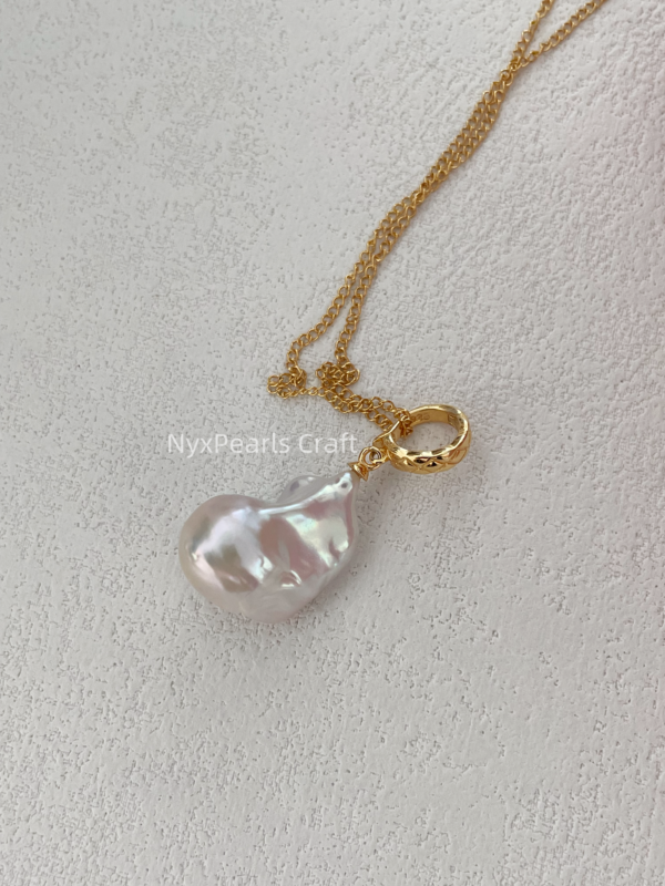 Golden Large Baroque Universal Clasp Necklace