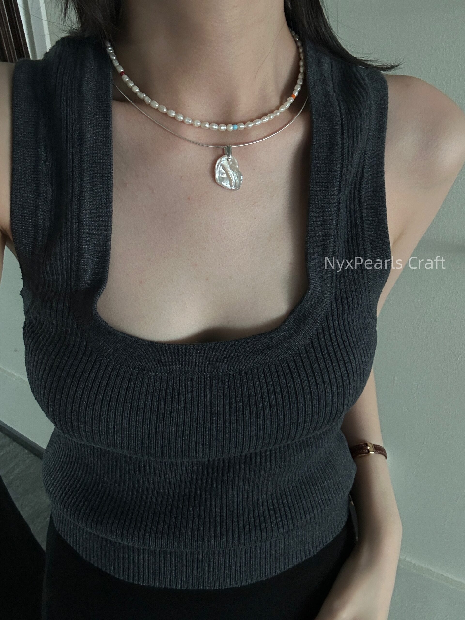 Colorful Single Pearl Necklace - 图片 12