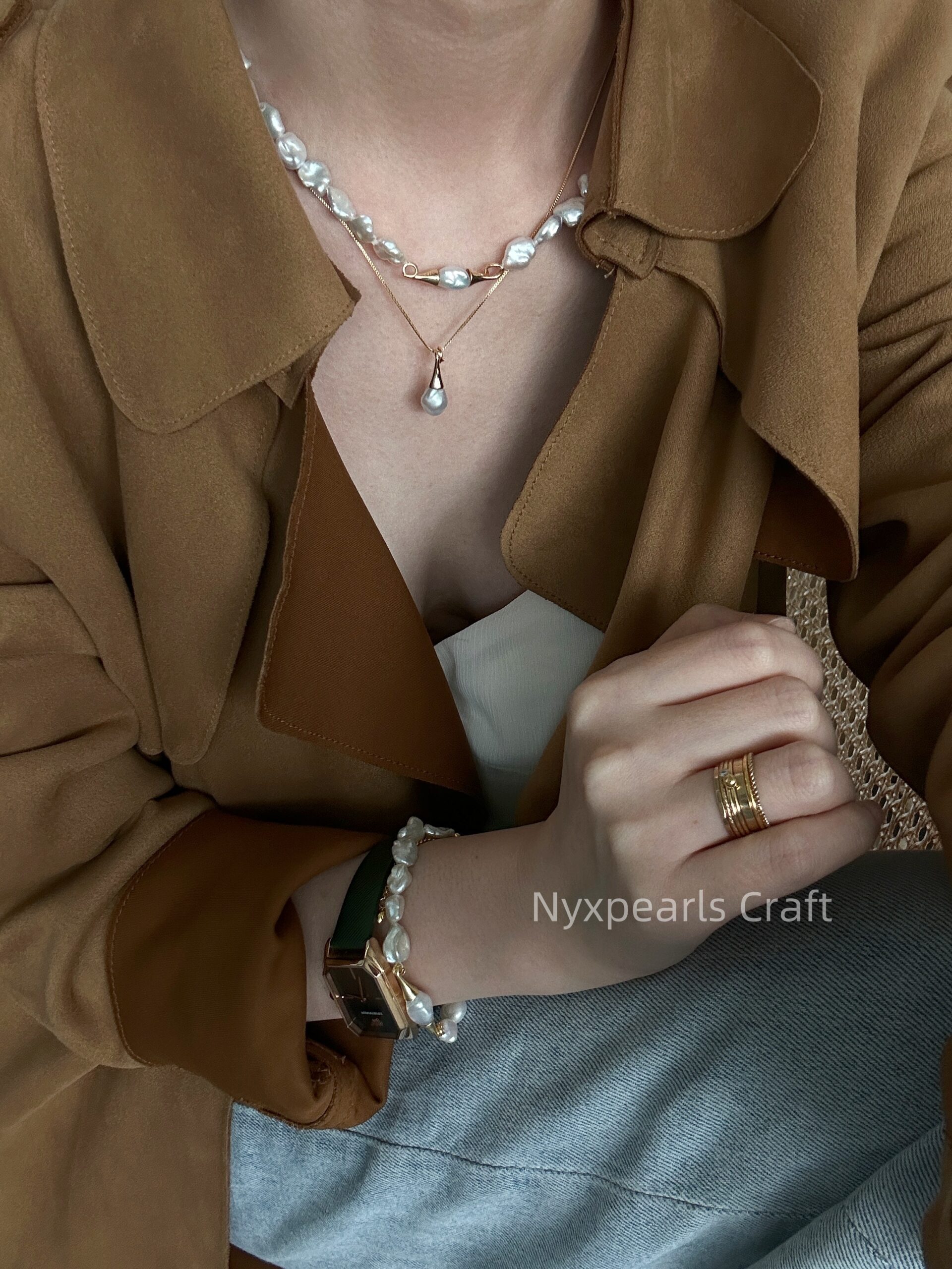 Mustache Pearl Necklace - 图片 12