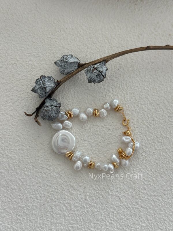 Round Plate Keshi Clasp Bracelet - 图片 5