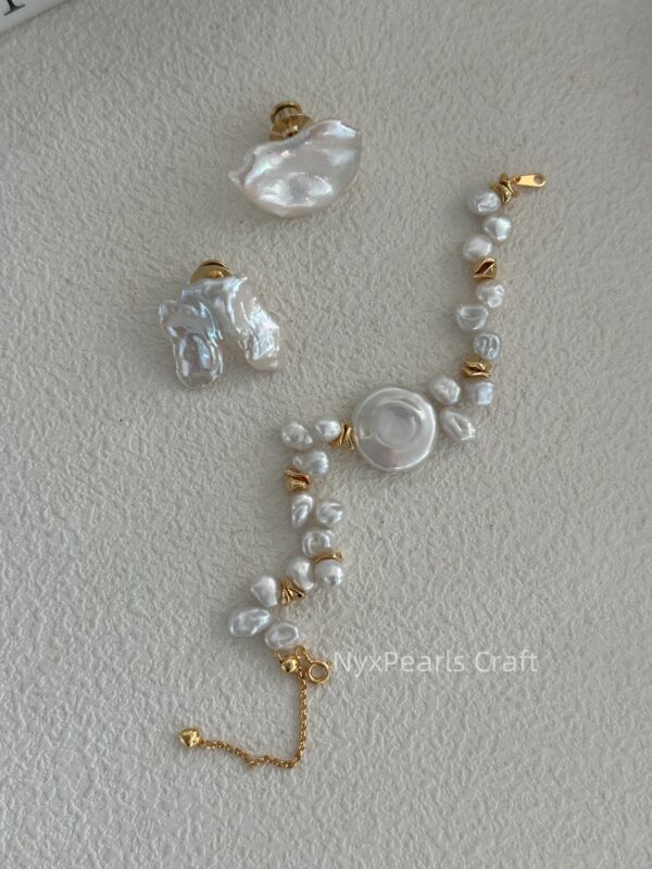 Round Plate Keshi Clasp Bracelet - 图片 11
