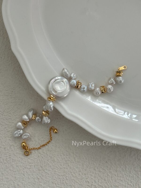 Round Plate Keshi Clasp Bracelet - 图片 10