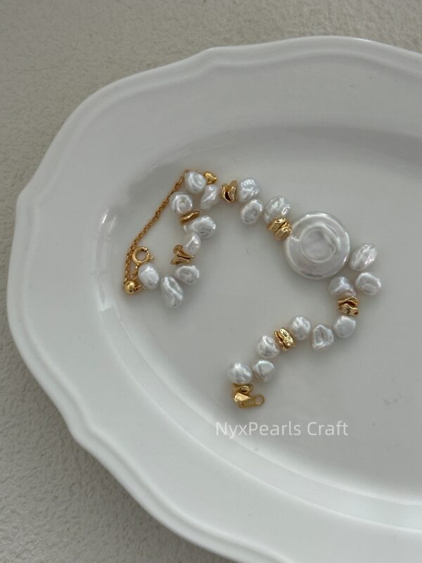 Round Plate Keshi Clasp Bracelet - 图片 6