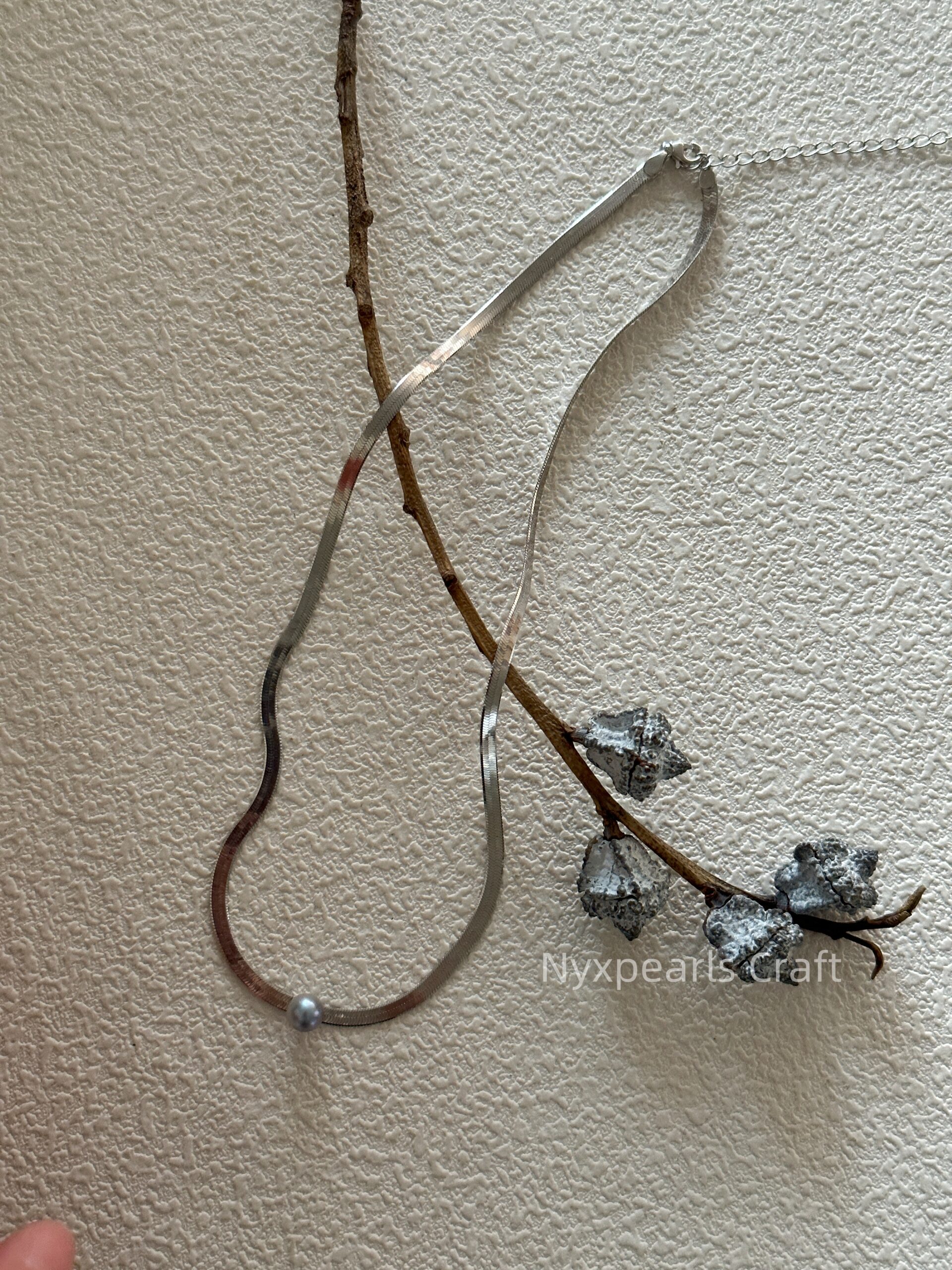 Seawater Madama Silver Snake Bone Necklace - 图片 2