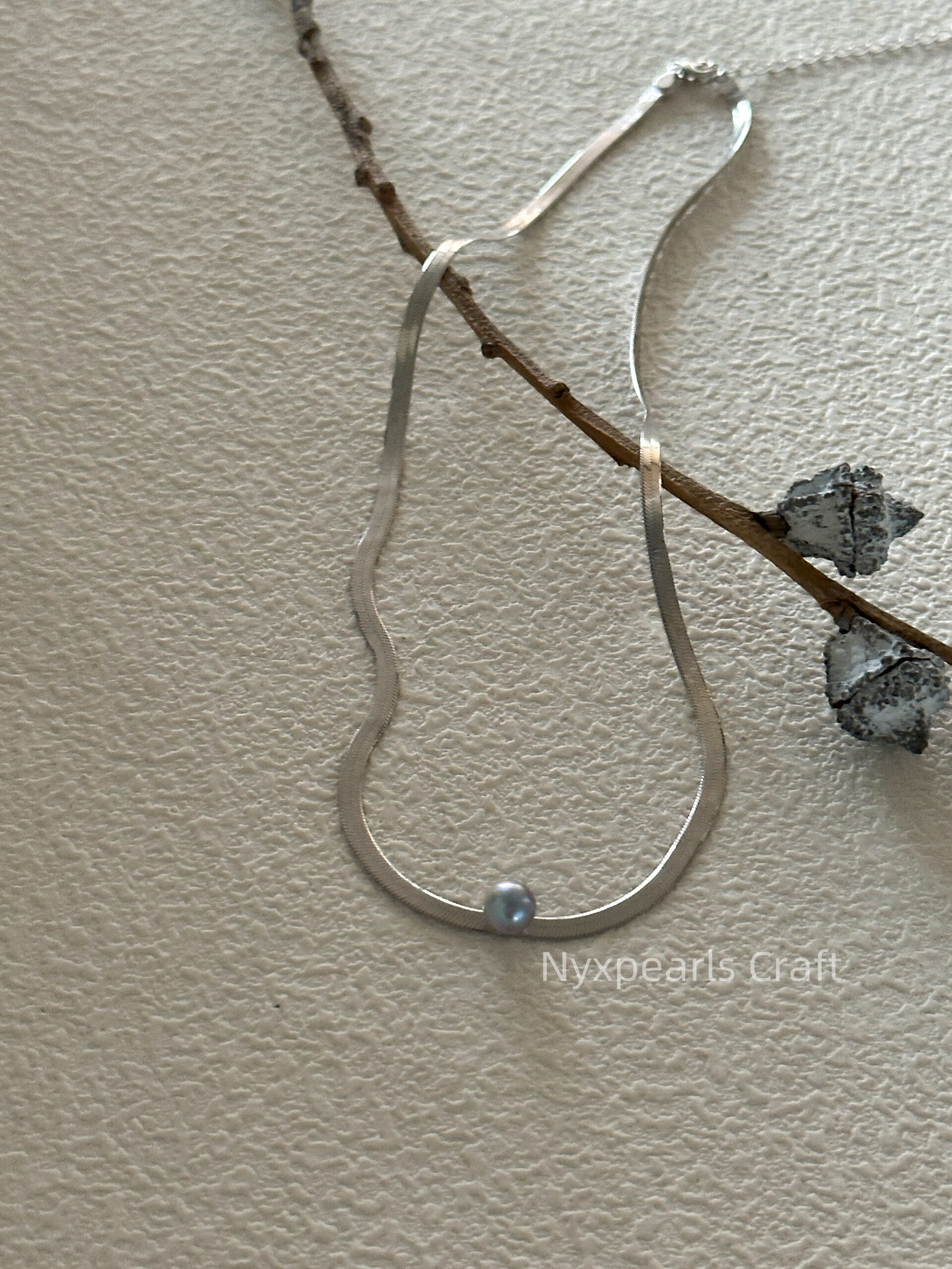 Seawater Madama Silver Snake Bone Necklace - 图片 3