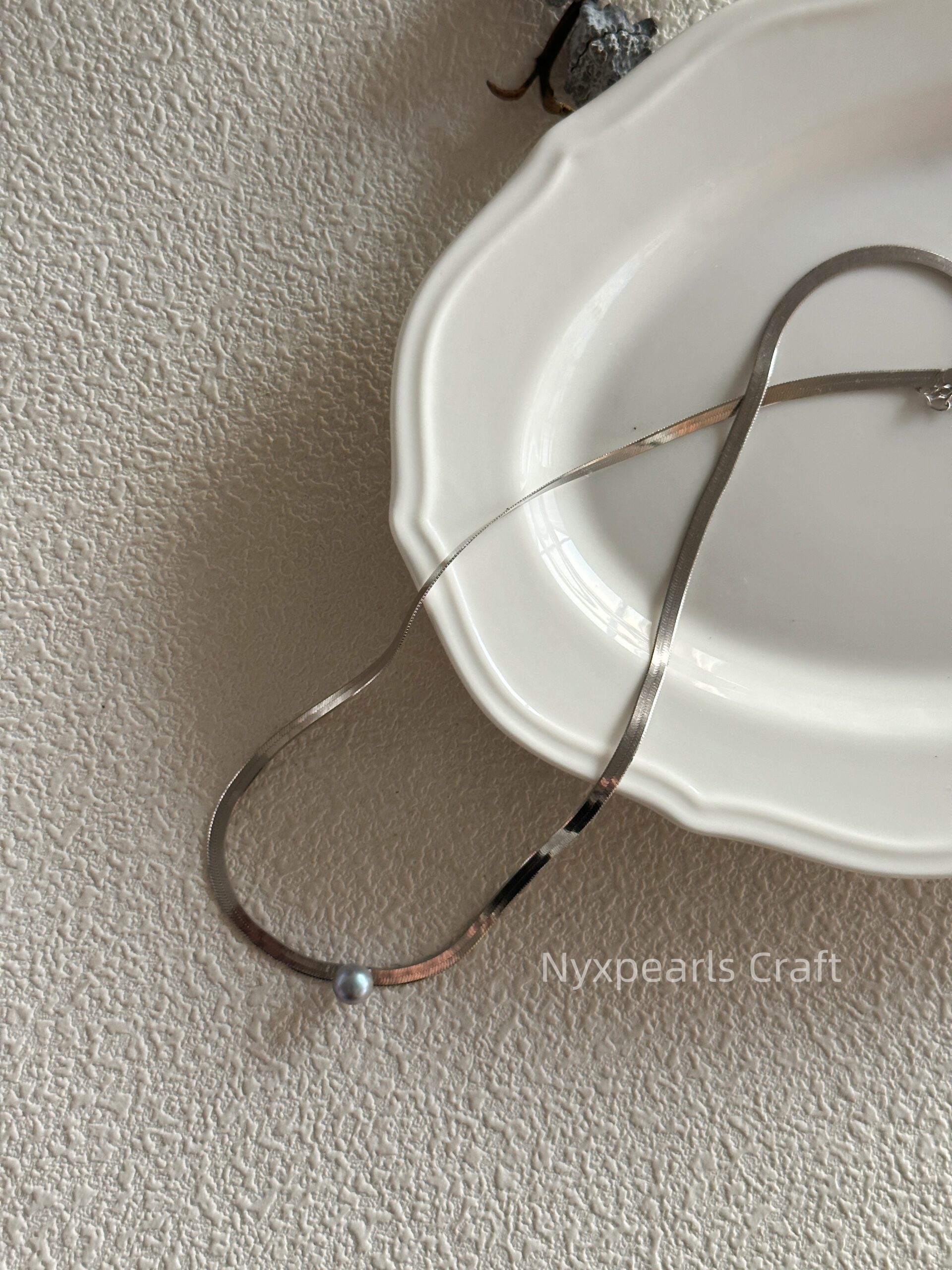 Seawater Madama Silver Snake Bone Necklace