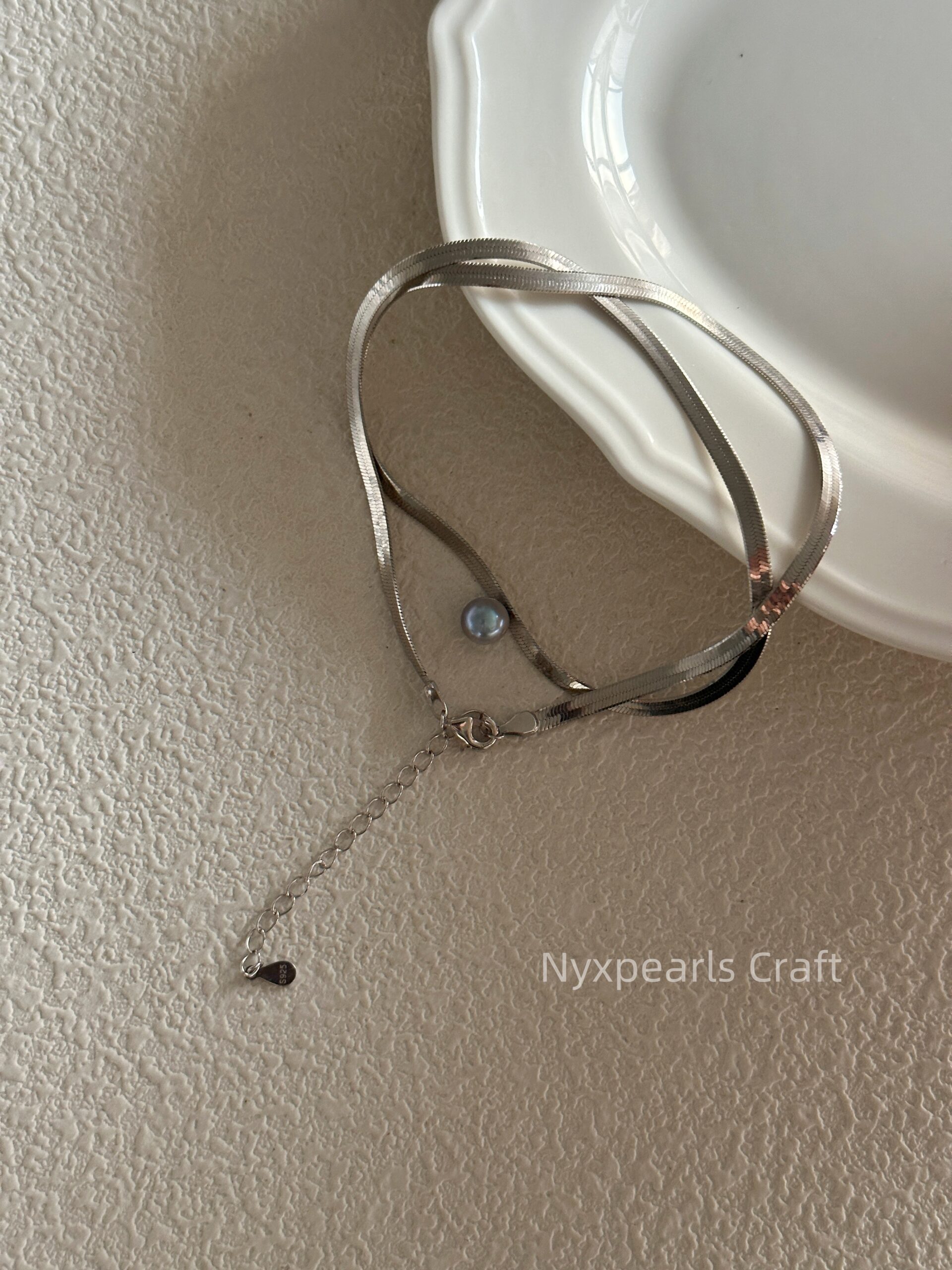 Seawater Madama Silver Snake Bone Necklace - 图片 8