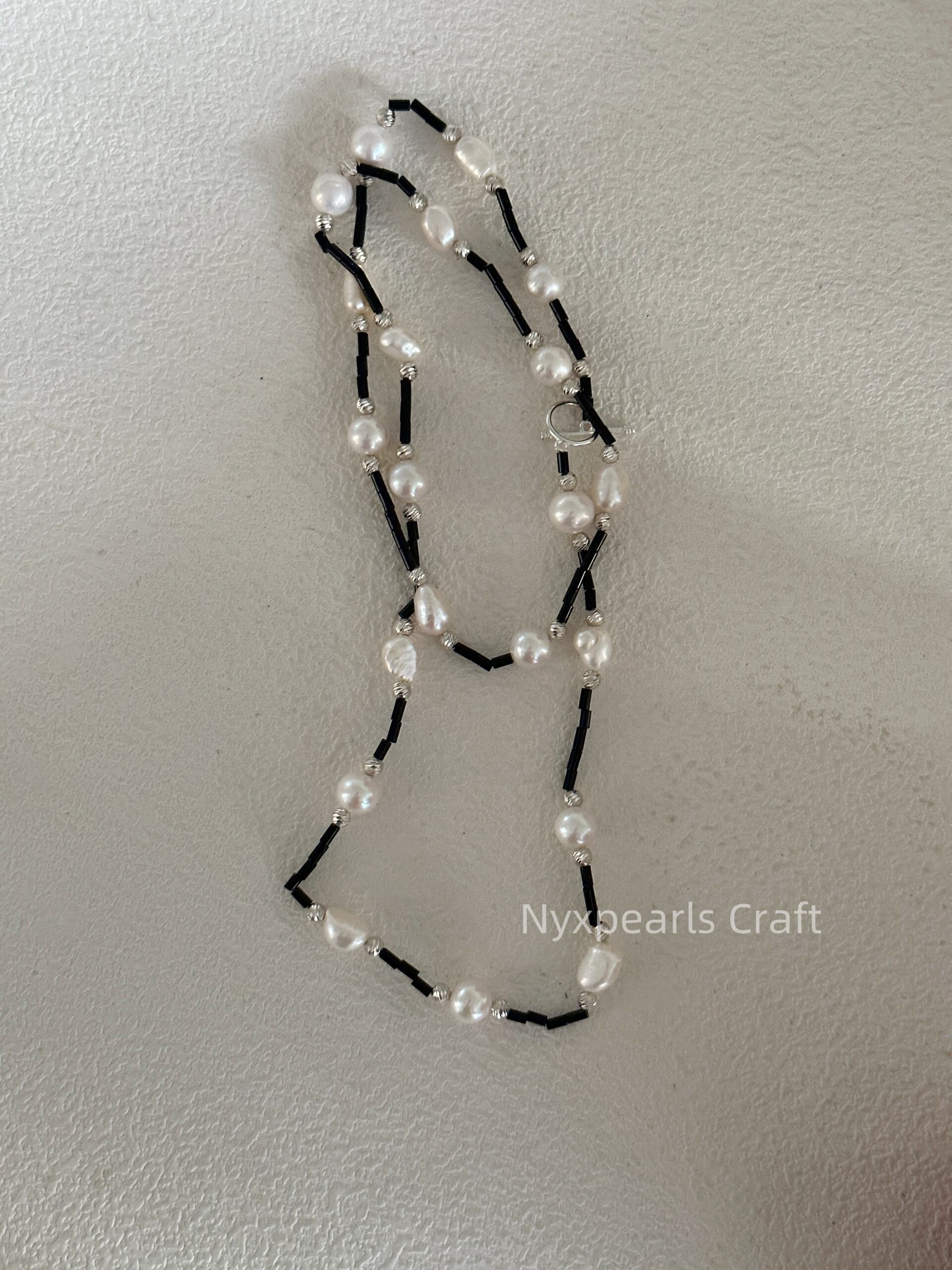 Black Agate & Pearl Sweater Necklace - 图片 5