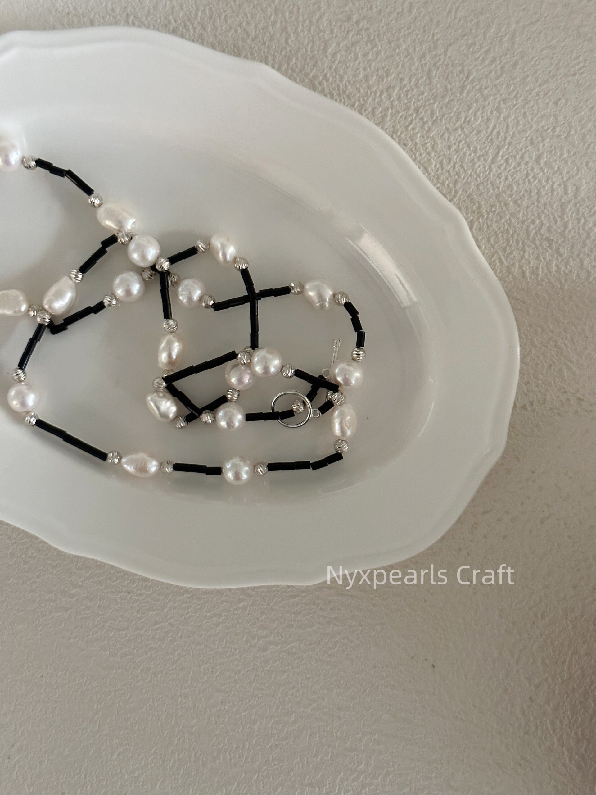 Black Agate & Pearl Sweater Necklace - 图片 6