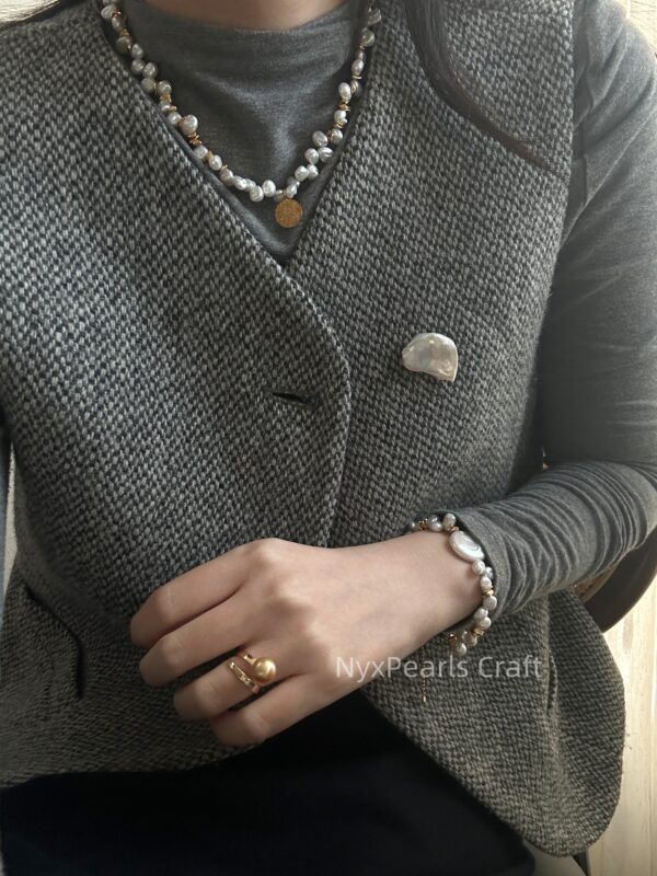 Round Plate Keshi Clasp Bracelet - 图片 15