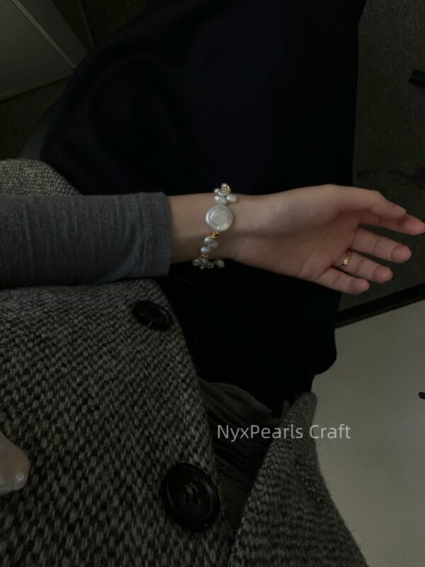 Round Plate Keshi Clasp Bracelet - 图片 16
