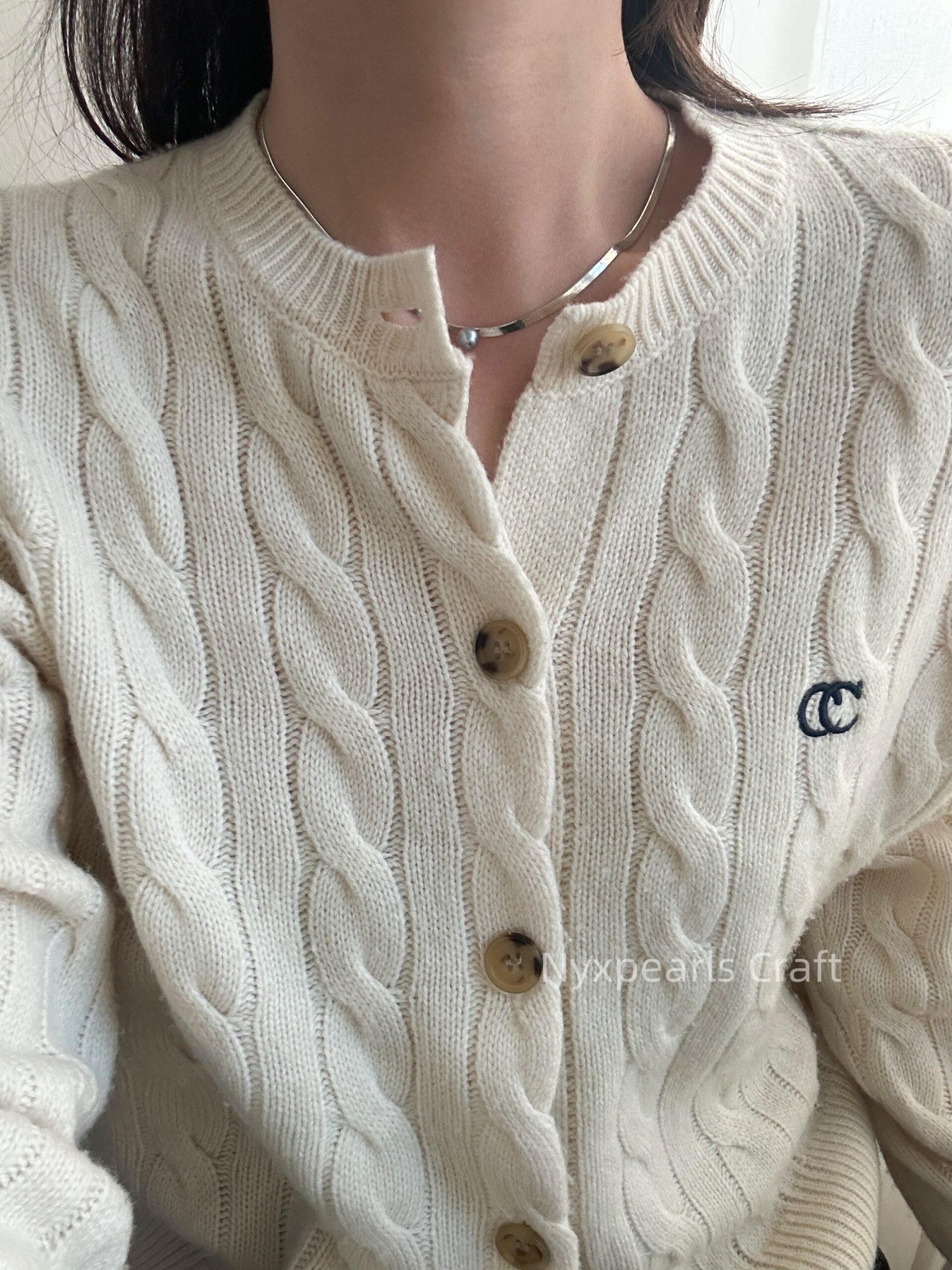 Seawater Madama Silver Snake Bone Necklace - 图片 9