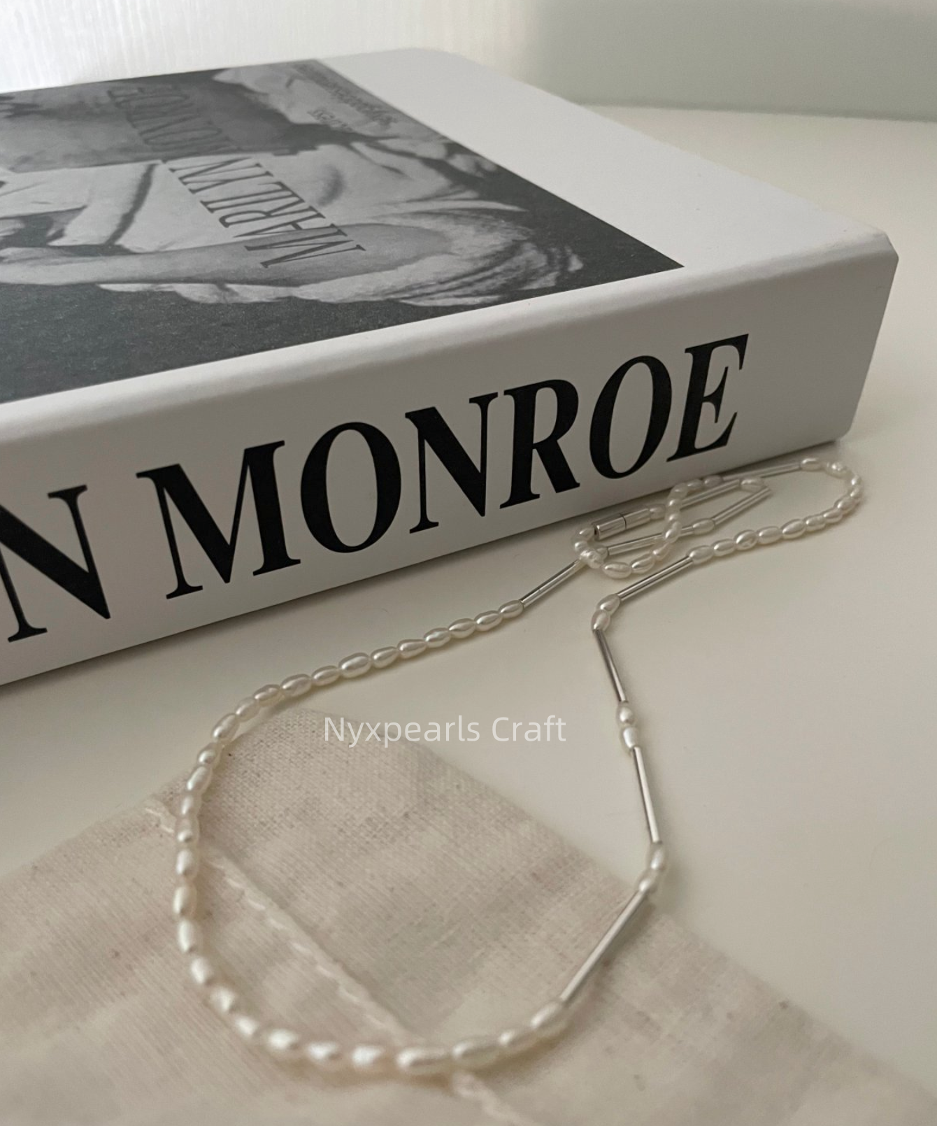 Silver Tube Pearl Necklace