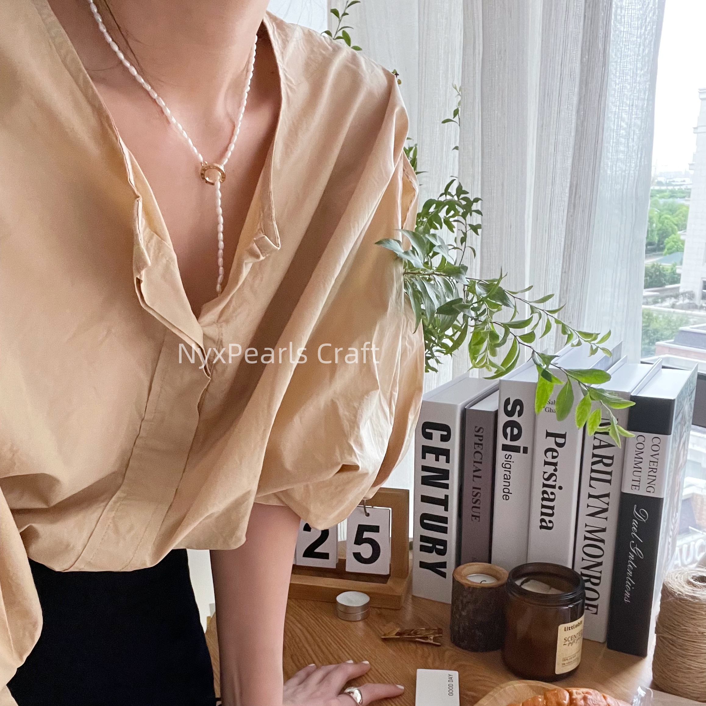 Natural Rice Pearl OT Clasp Necklace