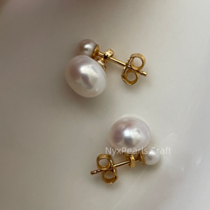 Double Pearl Stud Earrings