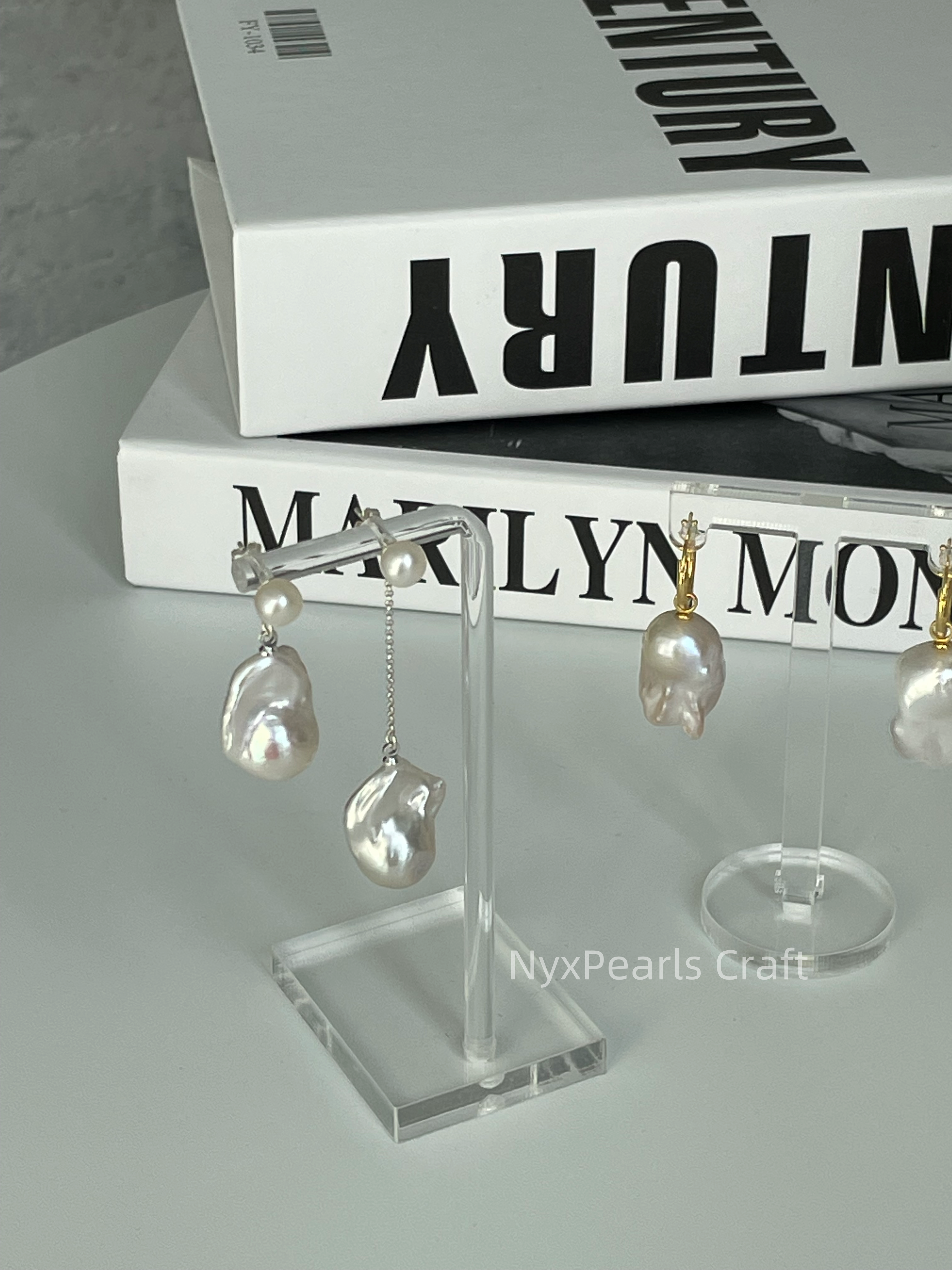 081 Baroque Button Stud Silver Earrings - 图片 2