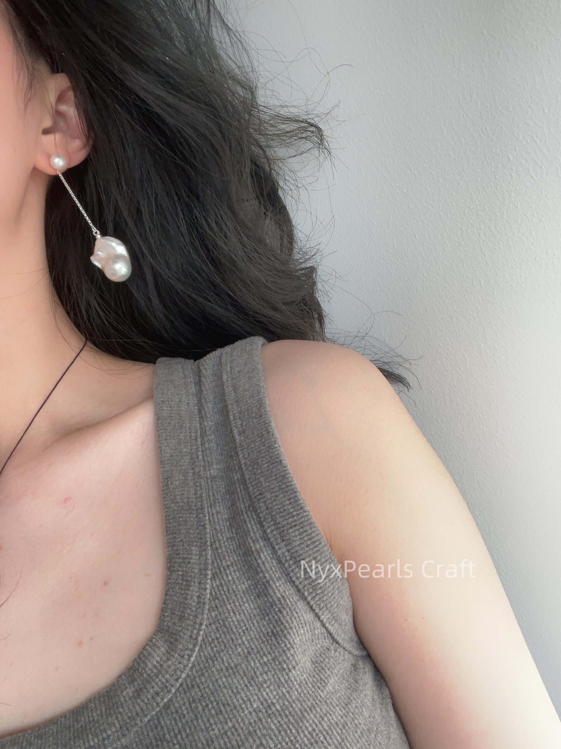 081 Baroque Button Stud Silver Earrings - 图片 9