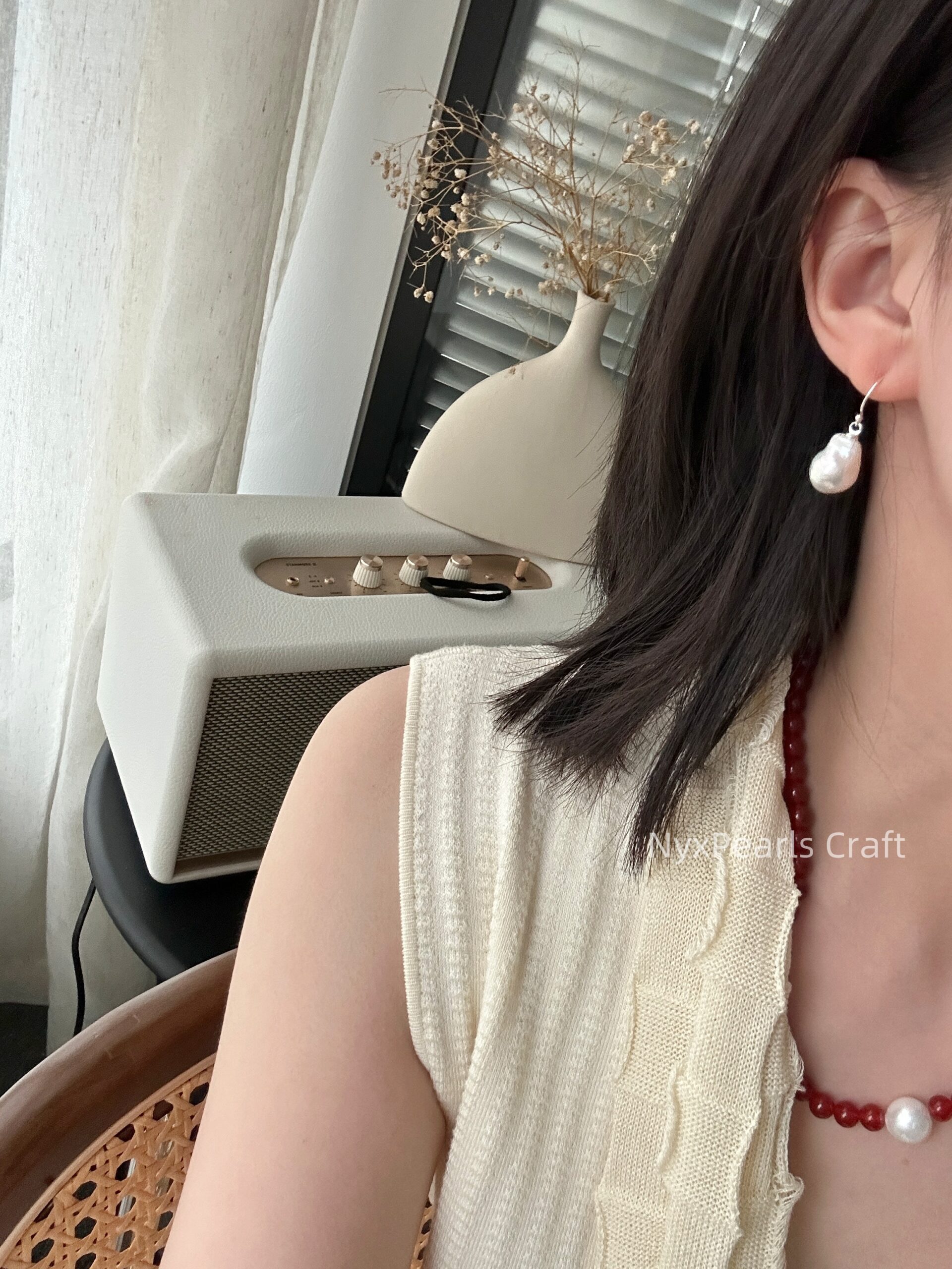 Foil Texture Baroque Pearl Earrings - 图片 12