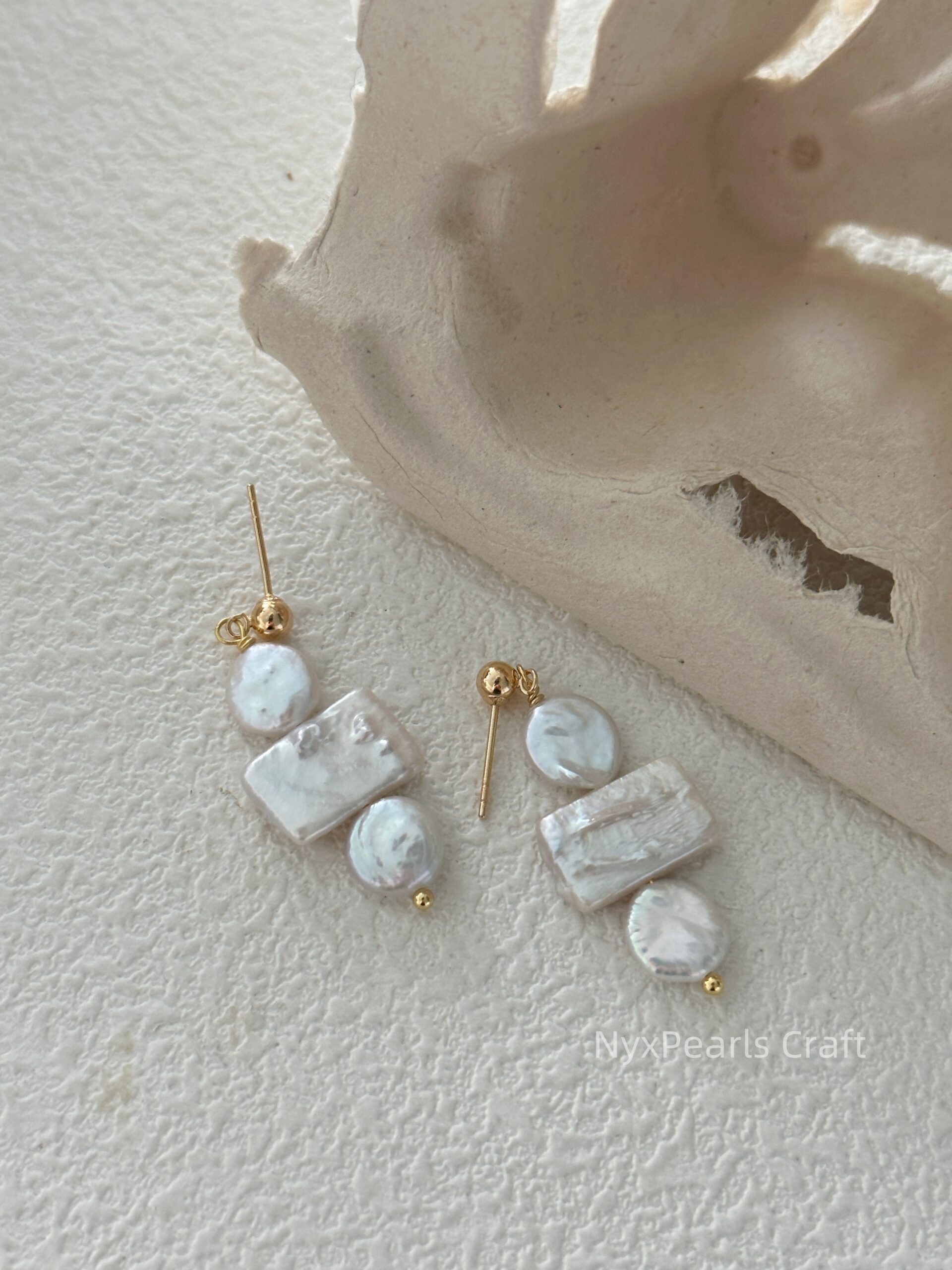 Geometric Baroque Pearl Earrings