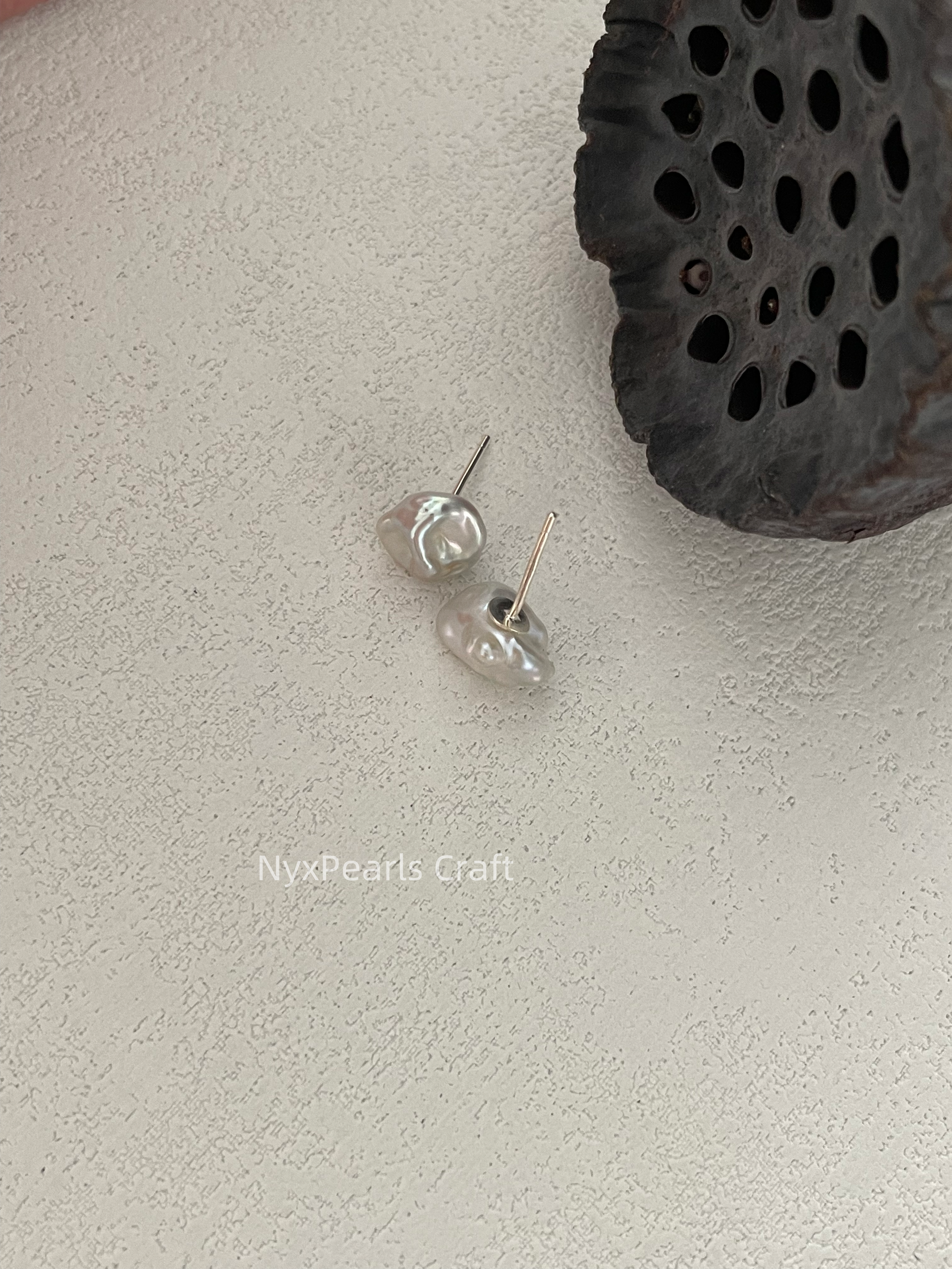 620 Australian White Keshi Pearl Studs - 图片 3