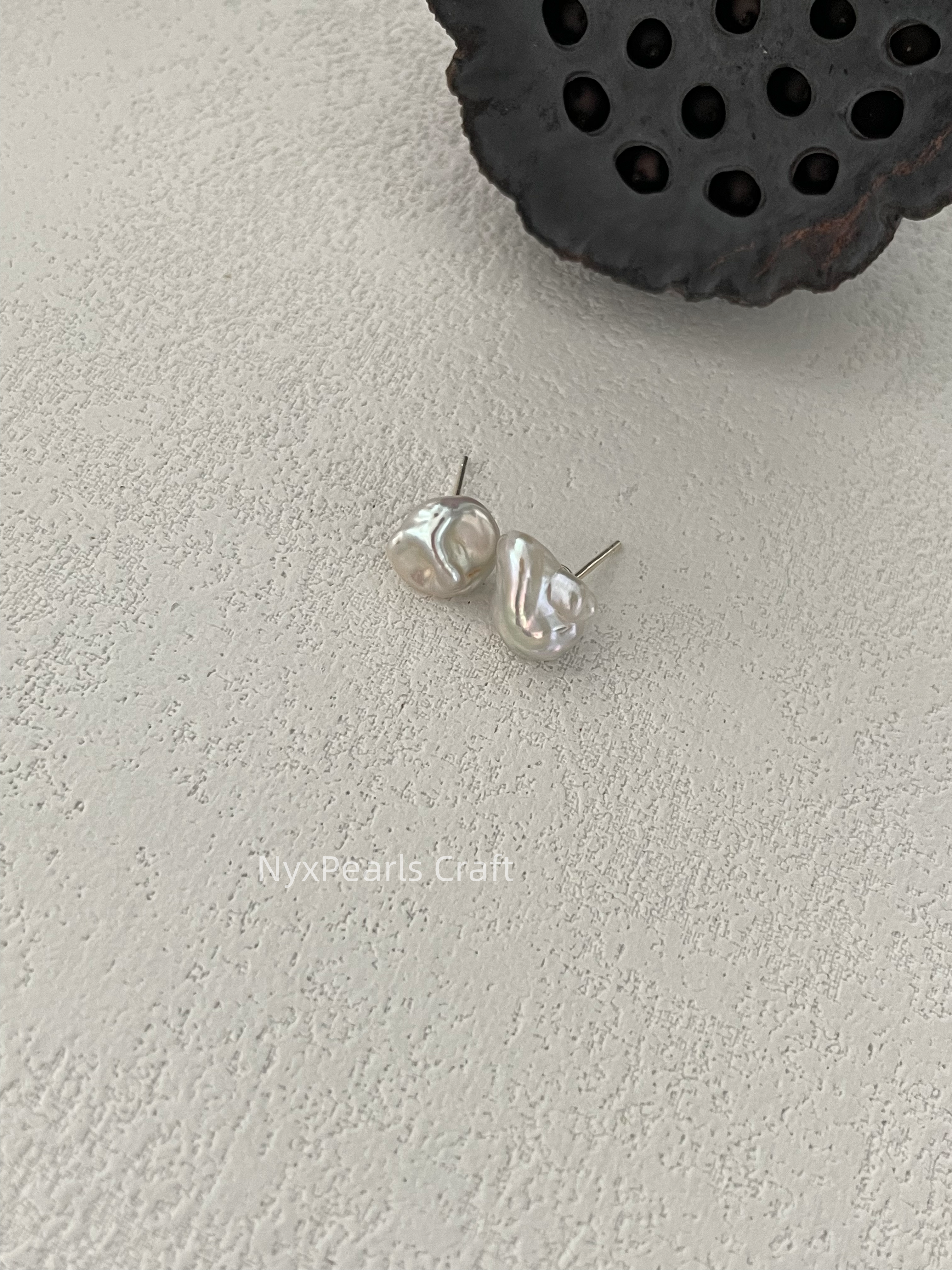 620 Australian White Keshi Pearl Studs - 图片 2