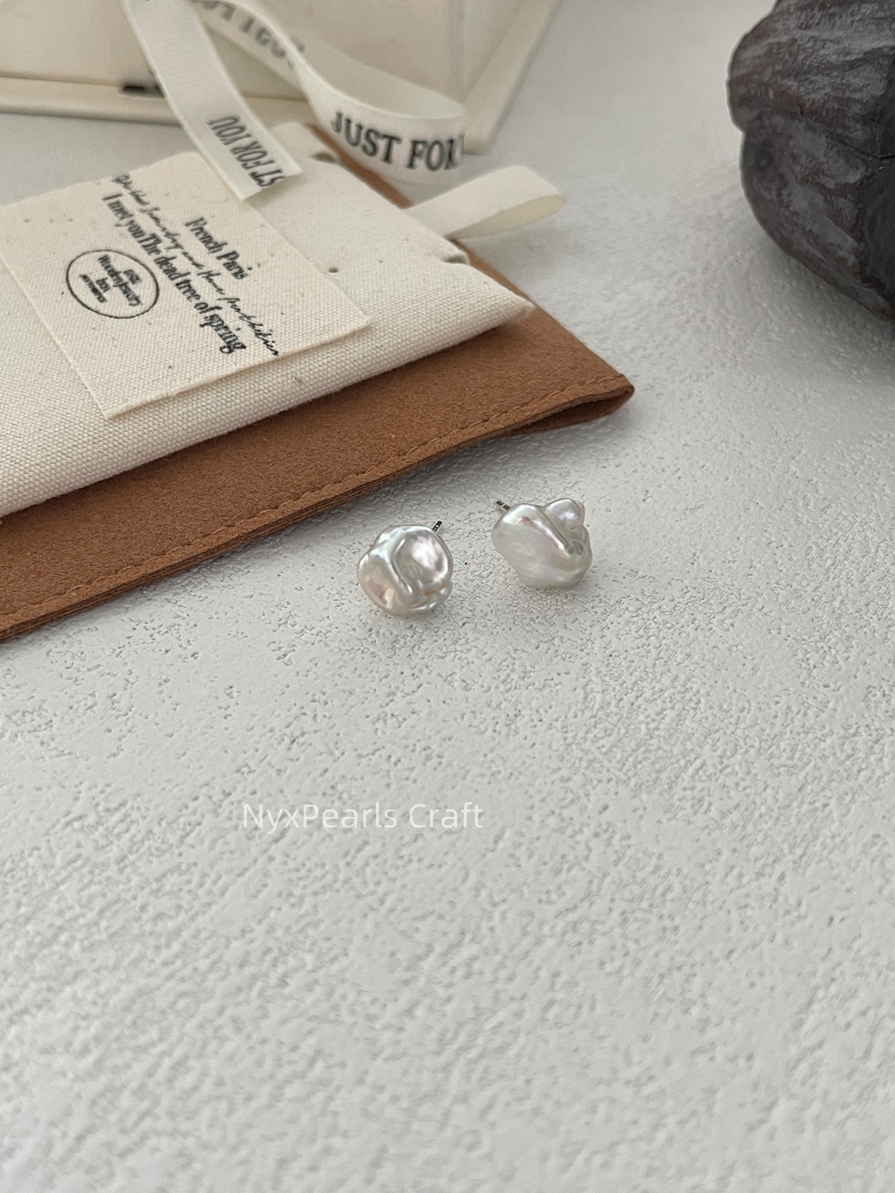 620 Australian White Keshi Pearl Studs - 图片 8
