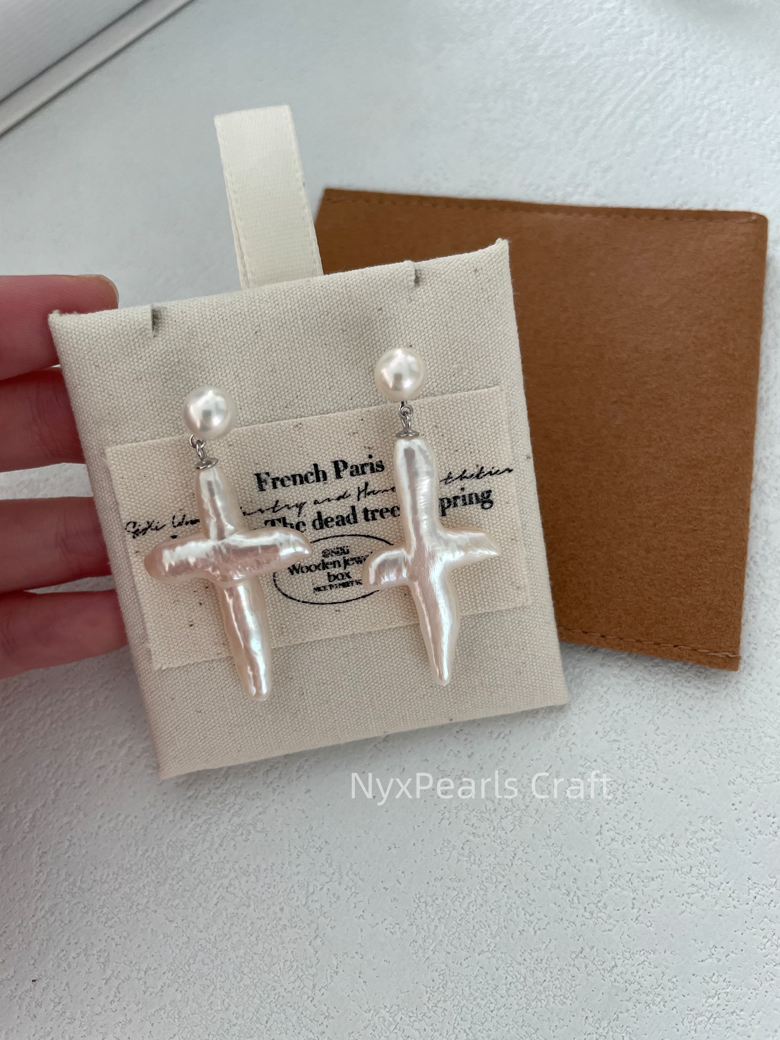 623 Cross & Pearl Drop Earrings